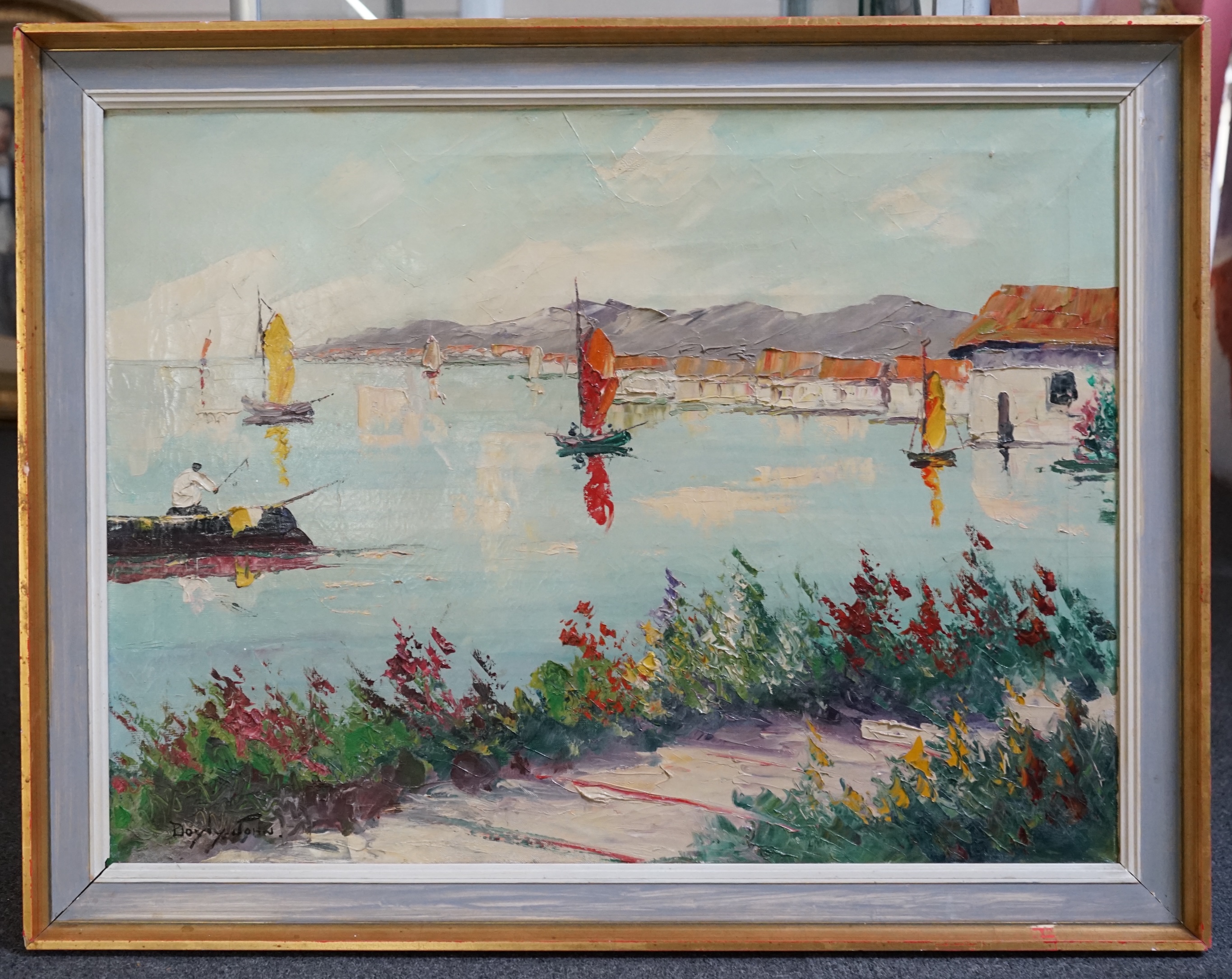 Follower of Cecil Rochfort D'Oyly John (1906-1993), oil on canvas, 'South of France', signed and inscribed verso, dated 1977 60 x 80cm. Condition - fair, craquelure throughout